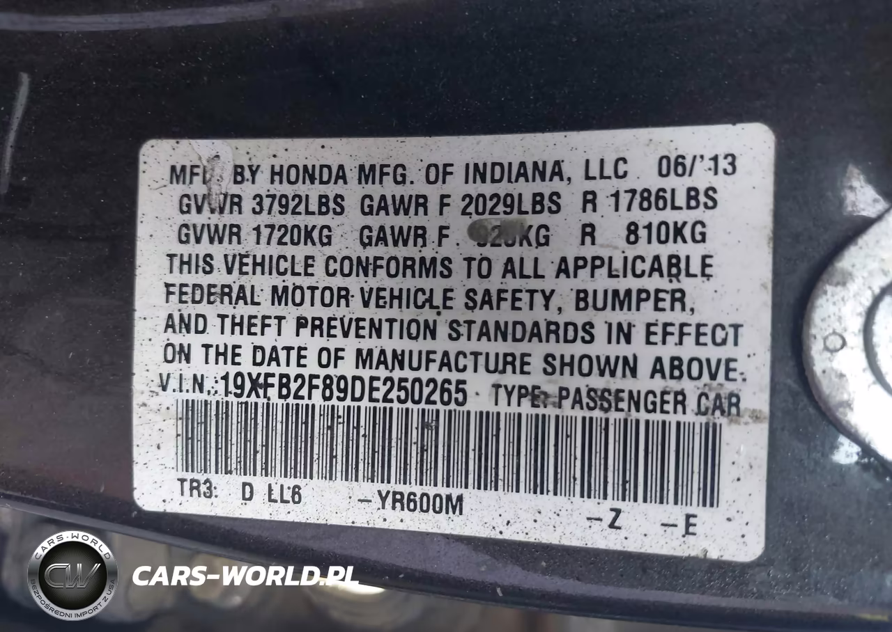 2013 Honda Civic Ex VIN:19XFB2F89DE250265 - 9