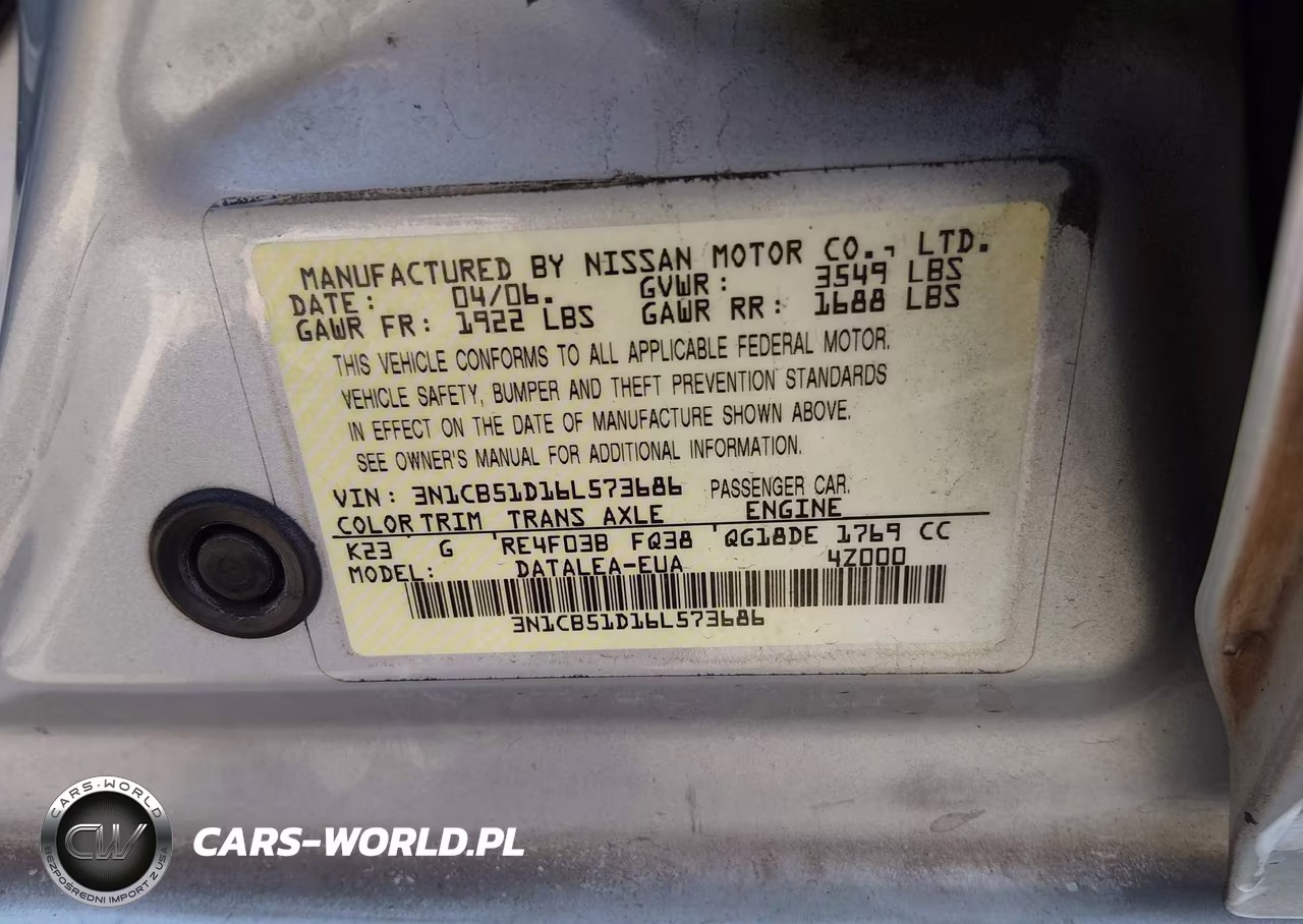 2006 Nissan Sentra 1.8S VIN:3N1CB51D16L573686 - 9