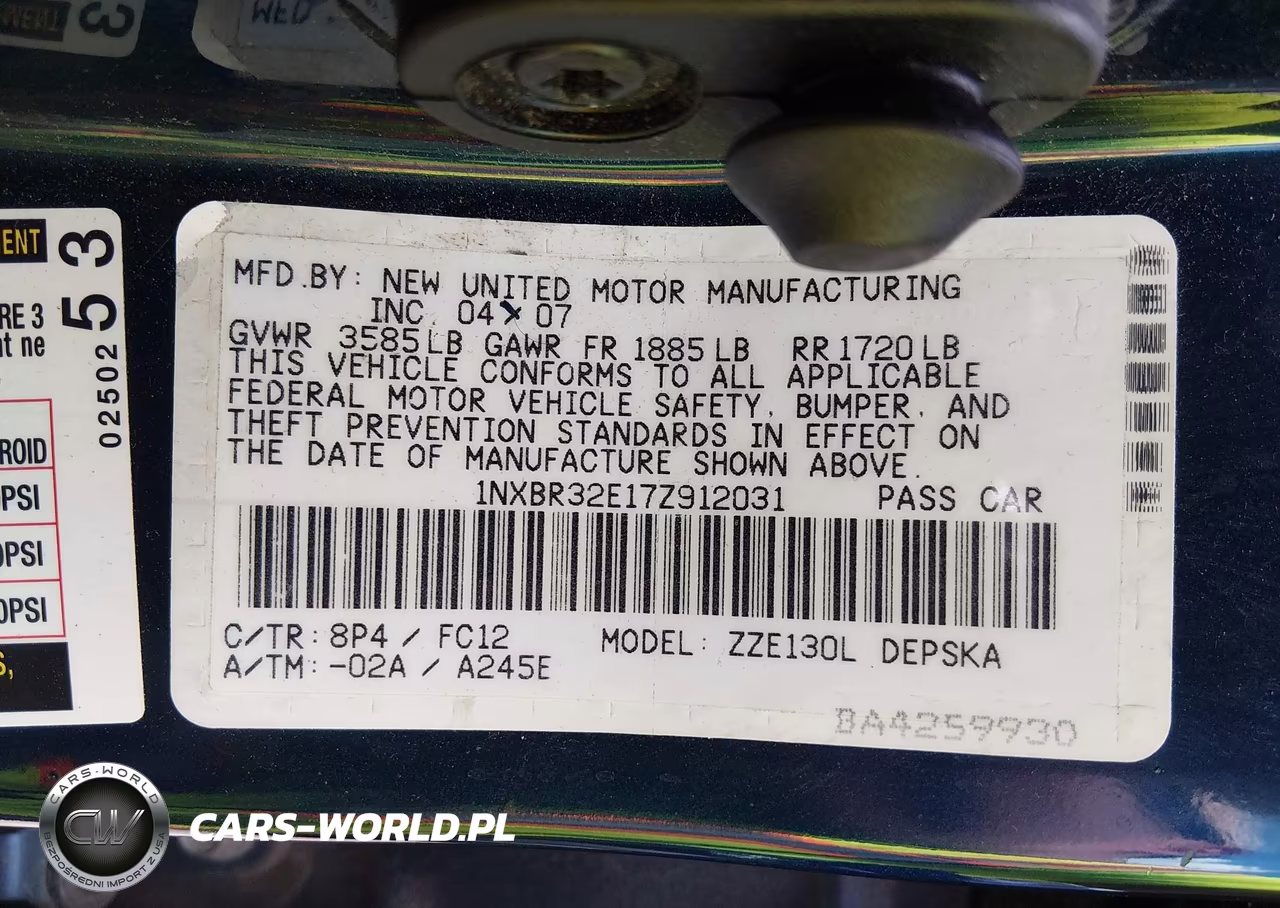2007 Toyota Corolla S VIN:1NXBR32E17Z912031 - 9