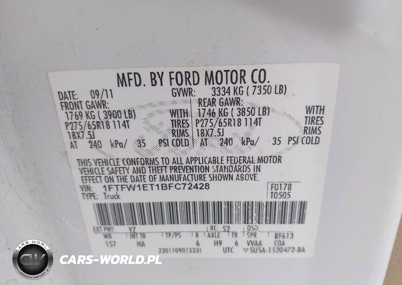 2011 Ford F-150 Lariat VIN:1FTFW1ET1BFC72428 - 9