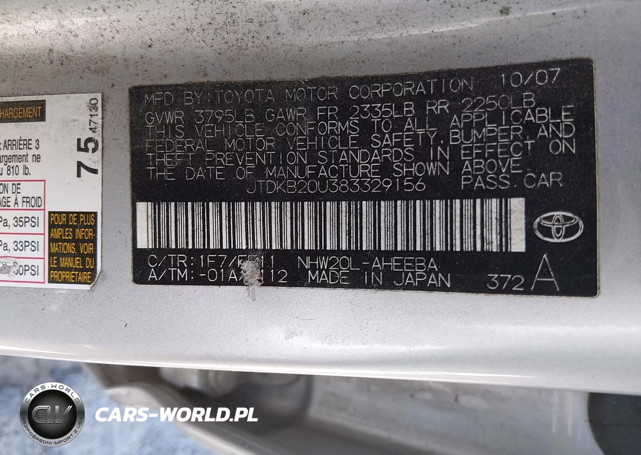 2008 Toyota Prius VIN:JTDKB20U383329156 - 9
