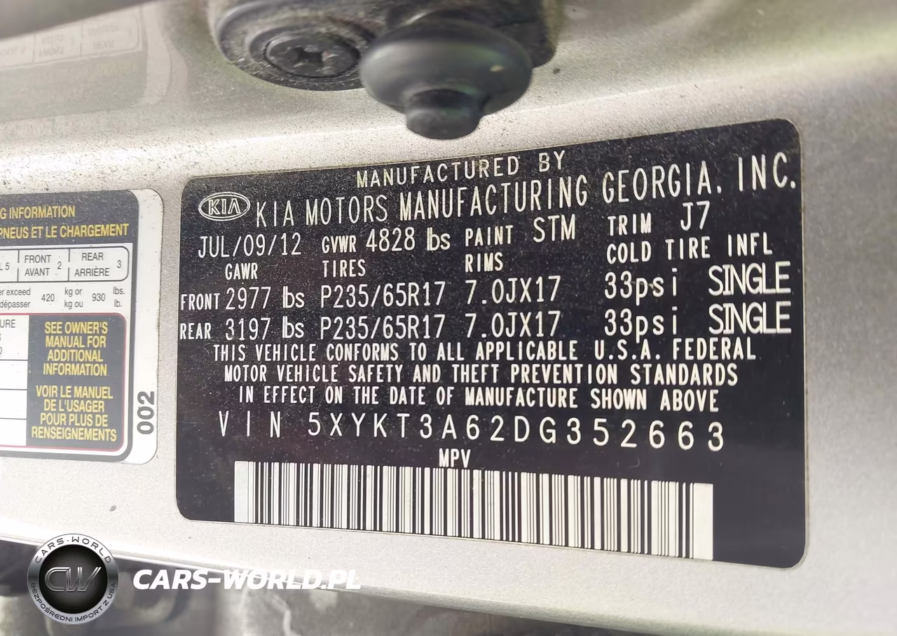 2013 Kia Sorento Lx VIN:5XYKT3A62DG352663 - 9