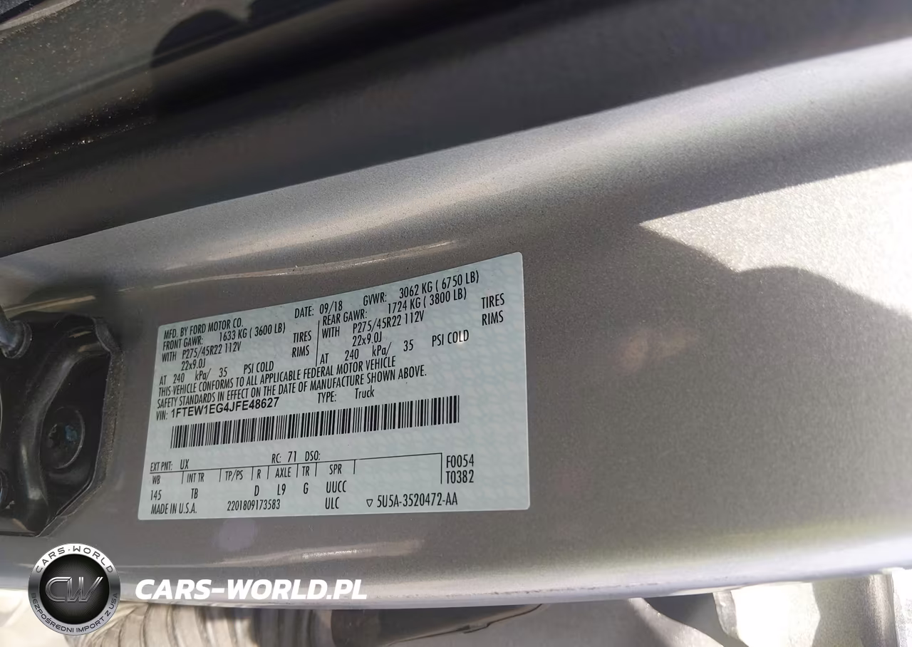 2018 Ford F-150 Limited VIN:1FTEW1EG4JFE48627 - 9