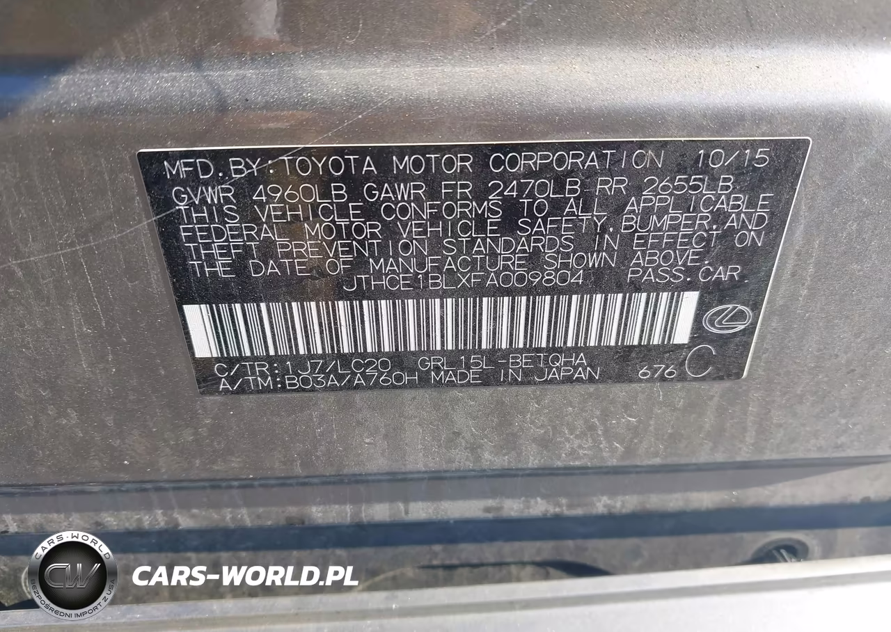 2015 Lexus Gs 350 VIN:JTHCE1BLXFA009804 - 9