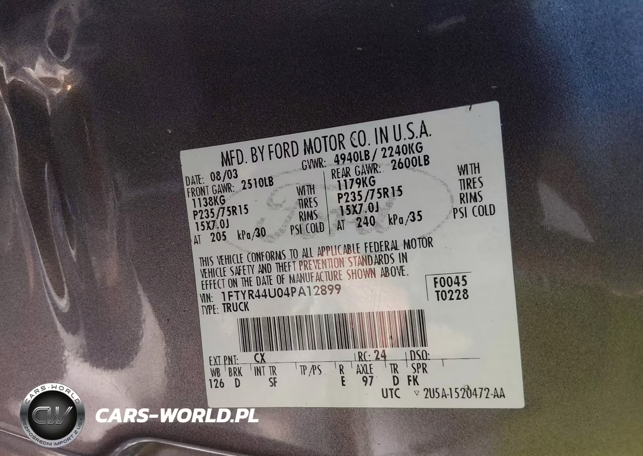 2004 Ford Ranger Edge-Tremor-Xlt VIN:1FTYR44U04PA12899 - 9