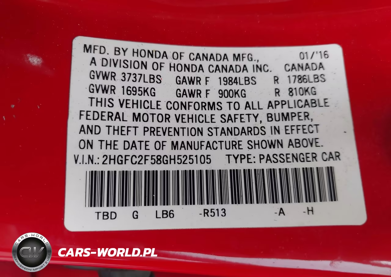 2016 Honda Civic Lx VIN:2HGFC2F58GH525105 - 9