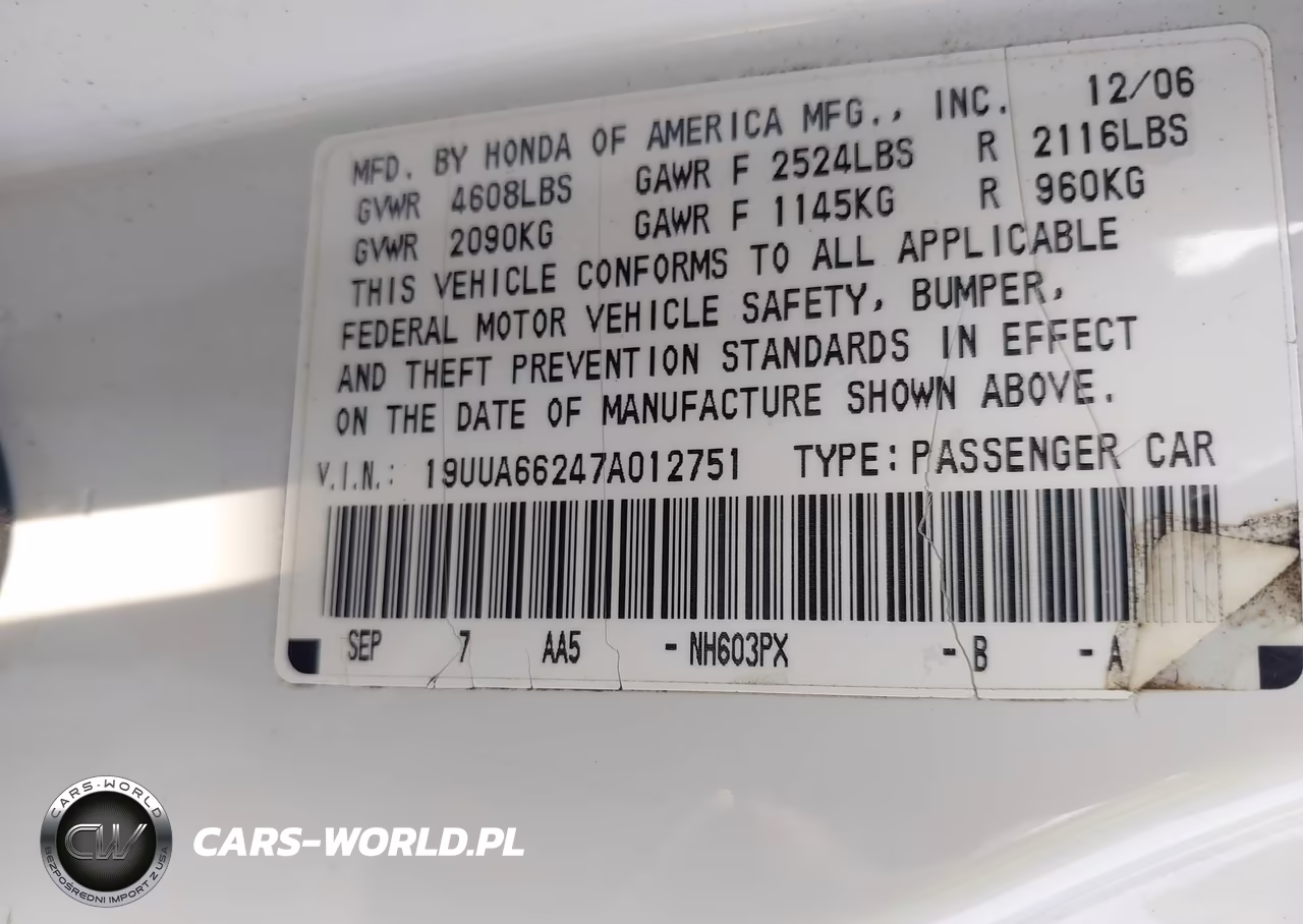 2007 Acura Tl 3.2 VIN:19UUA66247A012751 - 9