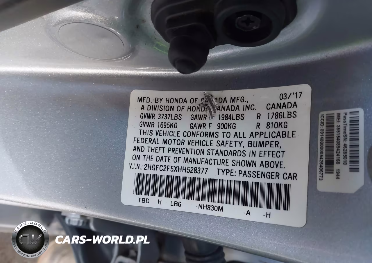 2017 Honda Civic Lx VIN:2HGFC2F5XHH528377 - 9