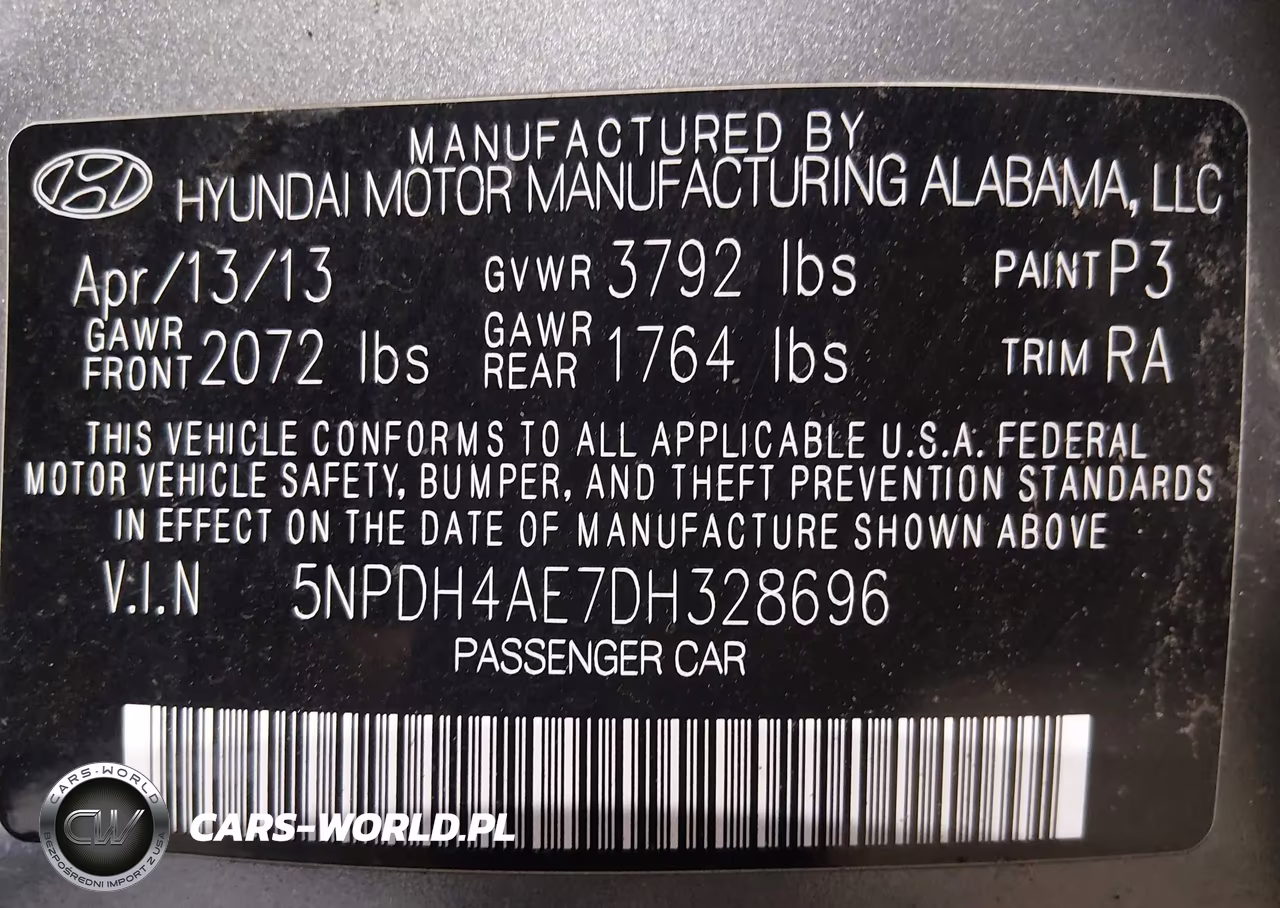 2013 Hyundai Elantra Gls VIN:5NPDH4AE7DH328696 - 9