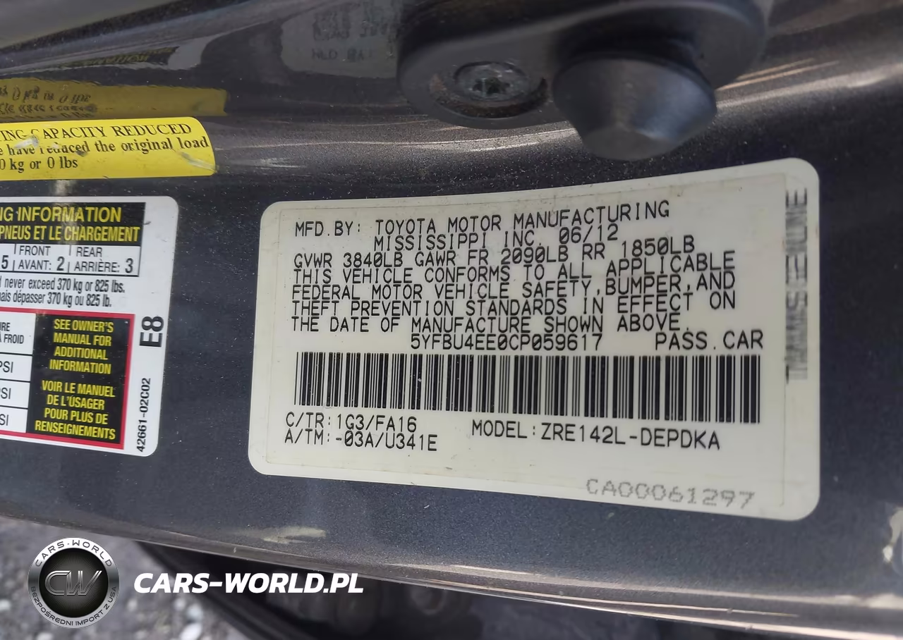 2012 Toyota Corolla L VIN:5YFBU4EE0CP059617 - 9