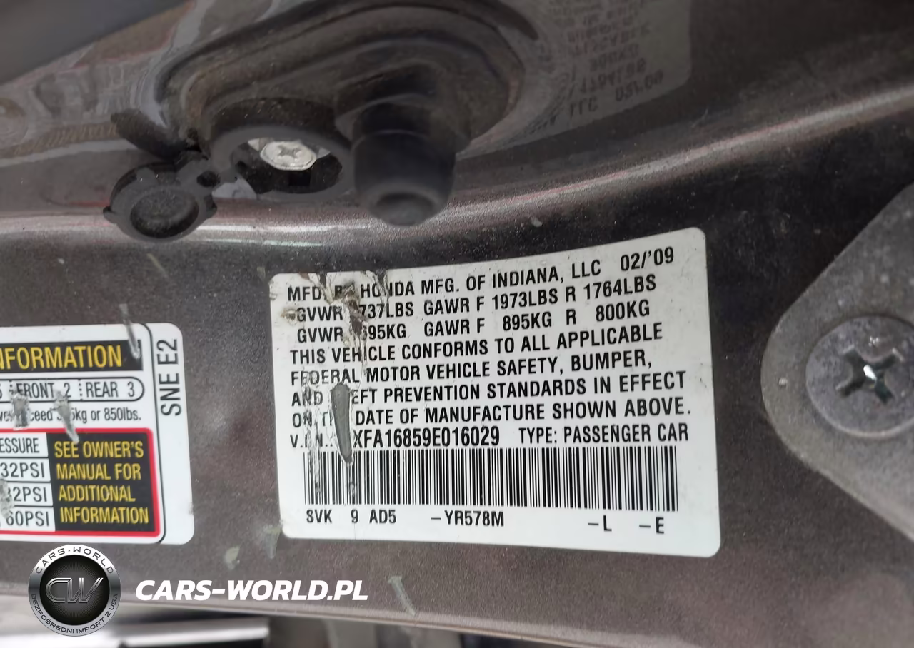 2009 Honda Civic Ex VIN:19XFA16859E016029 - 9