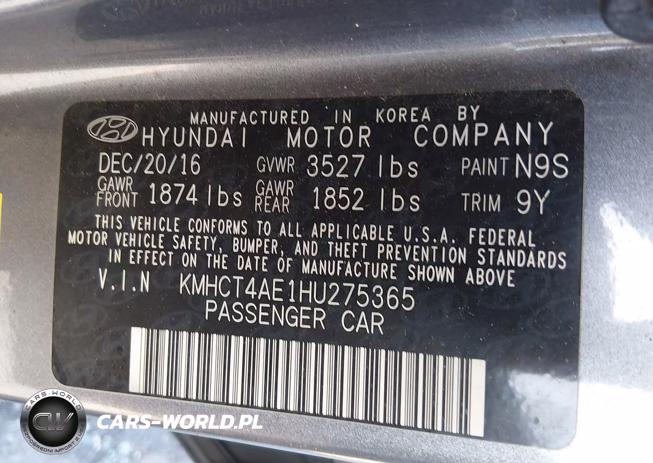2017 Hyundai Accent Value Edition VIN:KMHCT4AE1HU275365 - 9