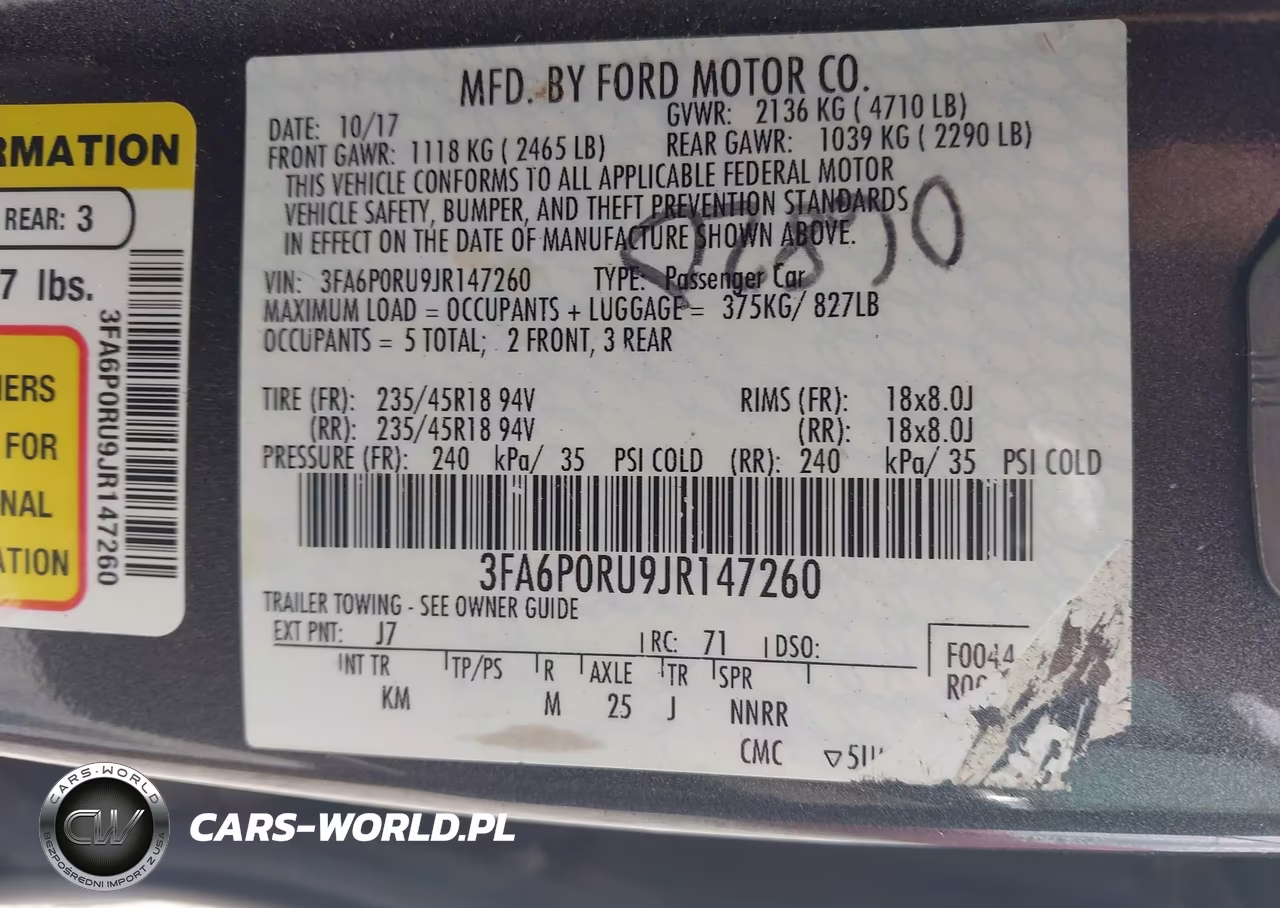 2018 Ford Fusion Hybrid Titanium VIN:3FA6P0RU9JR147260 - 9