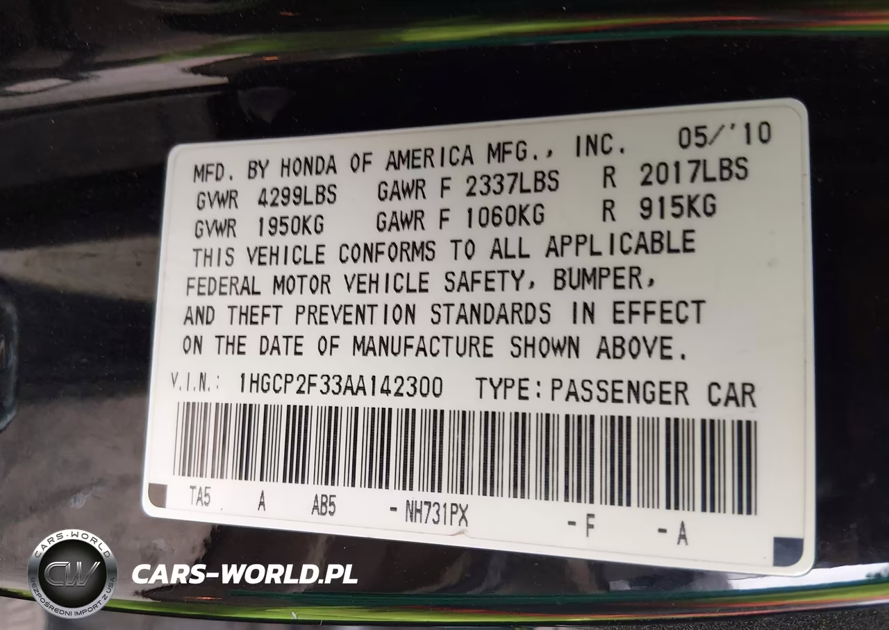 2010 Honda Accord 2.4 Lx VIN:1HGCP2F33AA142300 - 9