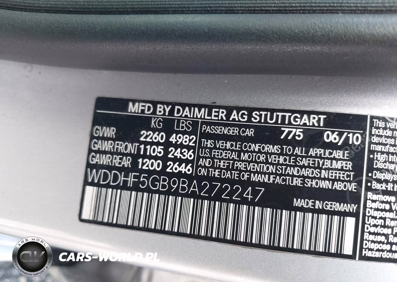 2011 Mercedes-Benz E 350 VIN:WDDHF5GB9BA272247 - 9