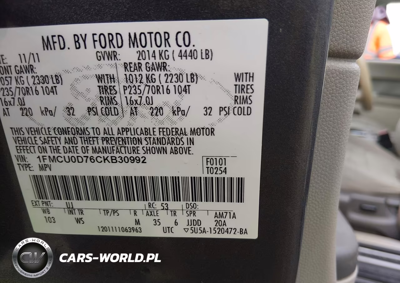 2012 Ford Escape Xlt VIN:1FMCU0D76CKB30992 - 9