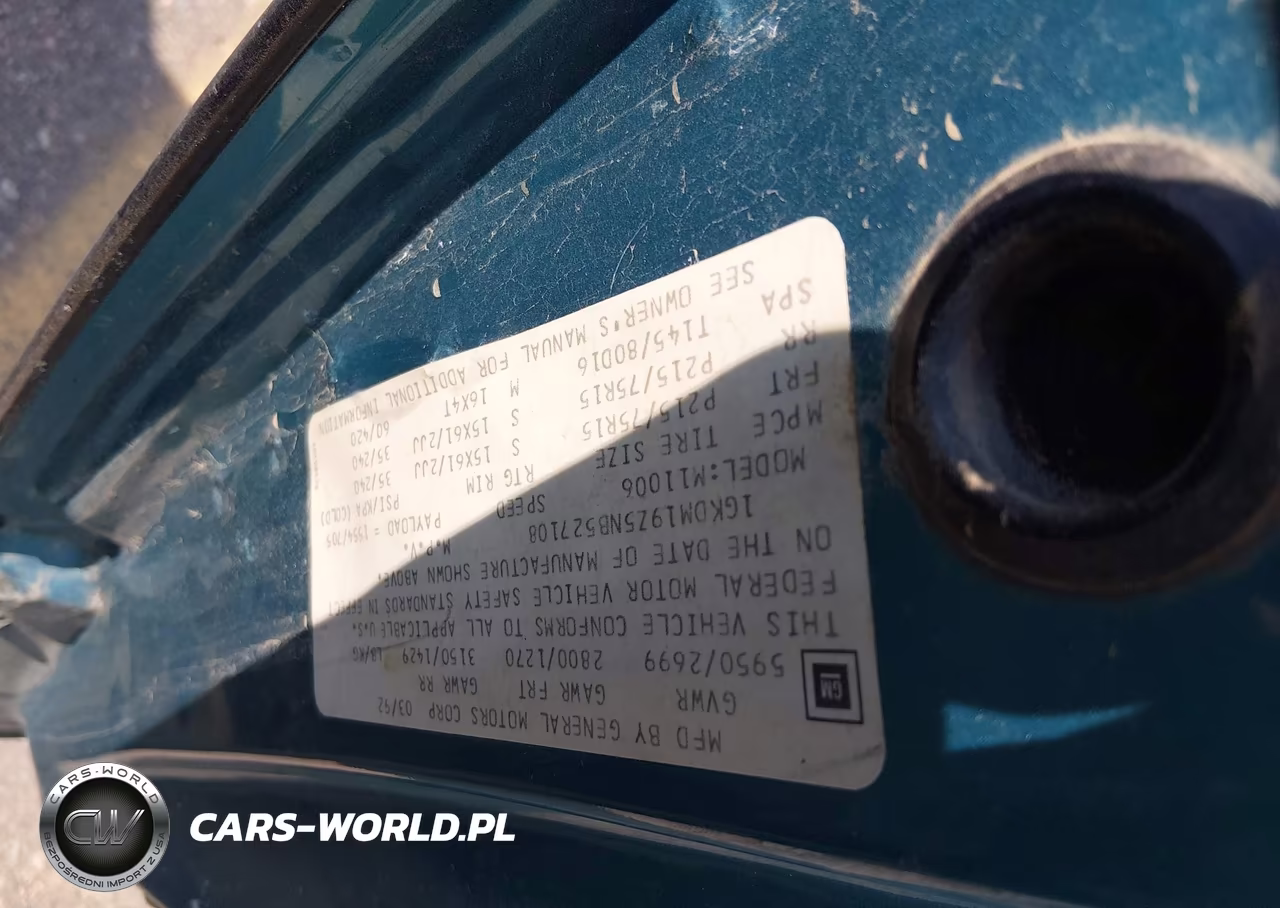 1992 GMC Safari Xt VIN:1GKDM19Z5NB527108 - 9