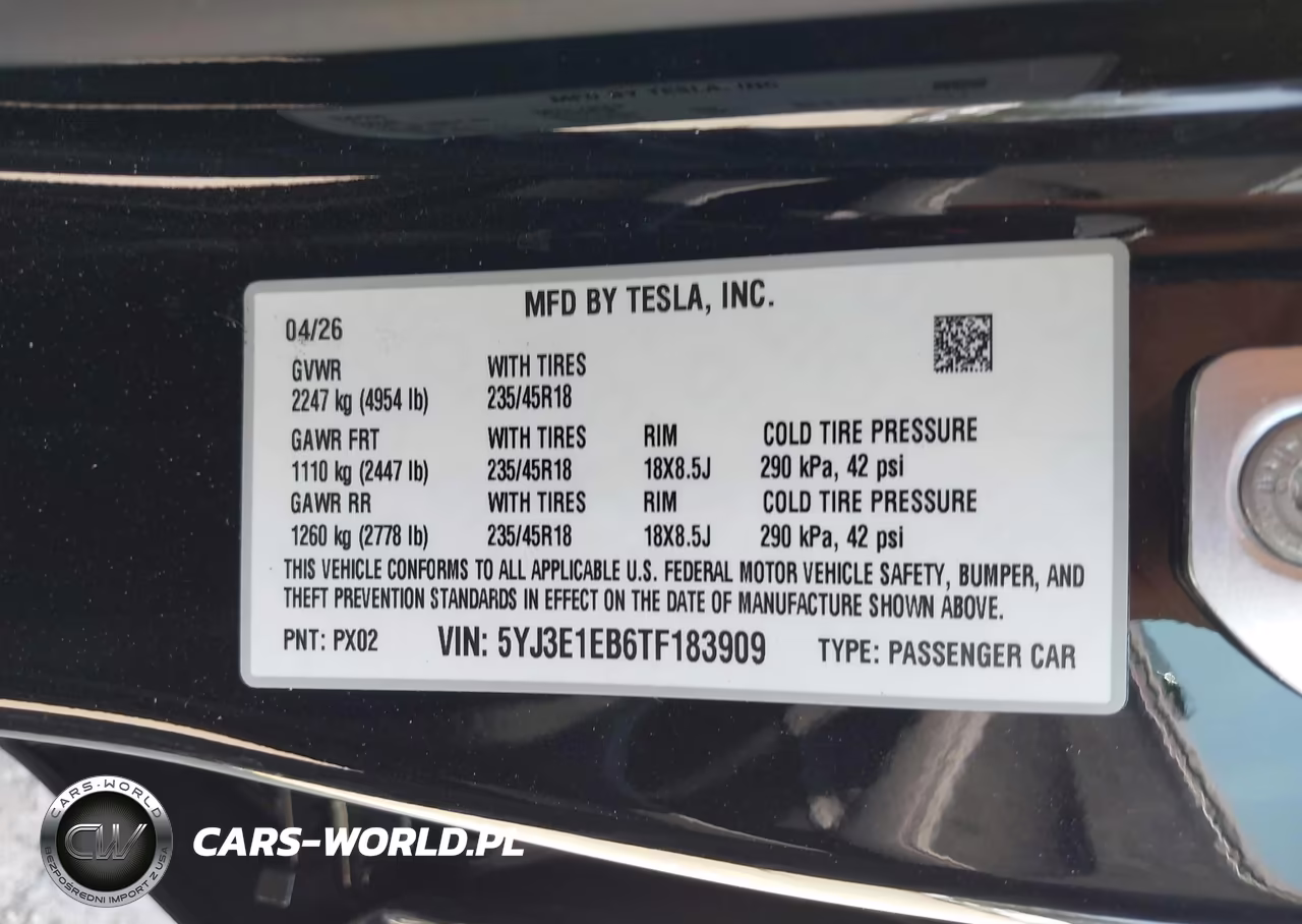 2026 Tesla Model 3 Premium All-Wheel Drive VIN:5YJ3E1EB6TF183909 - 9