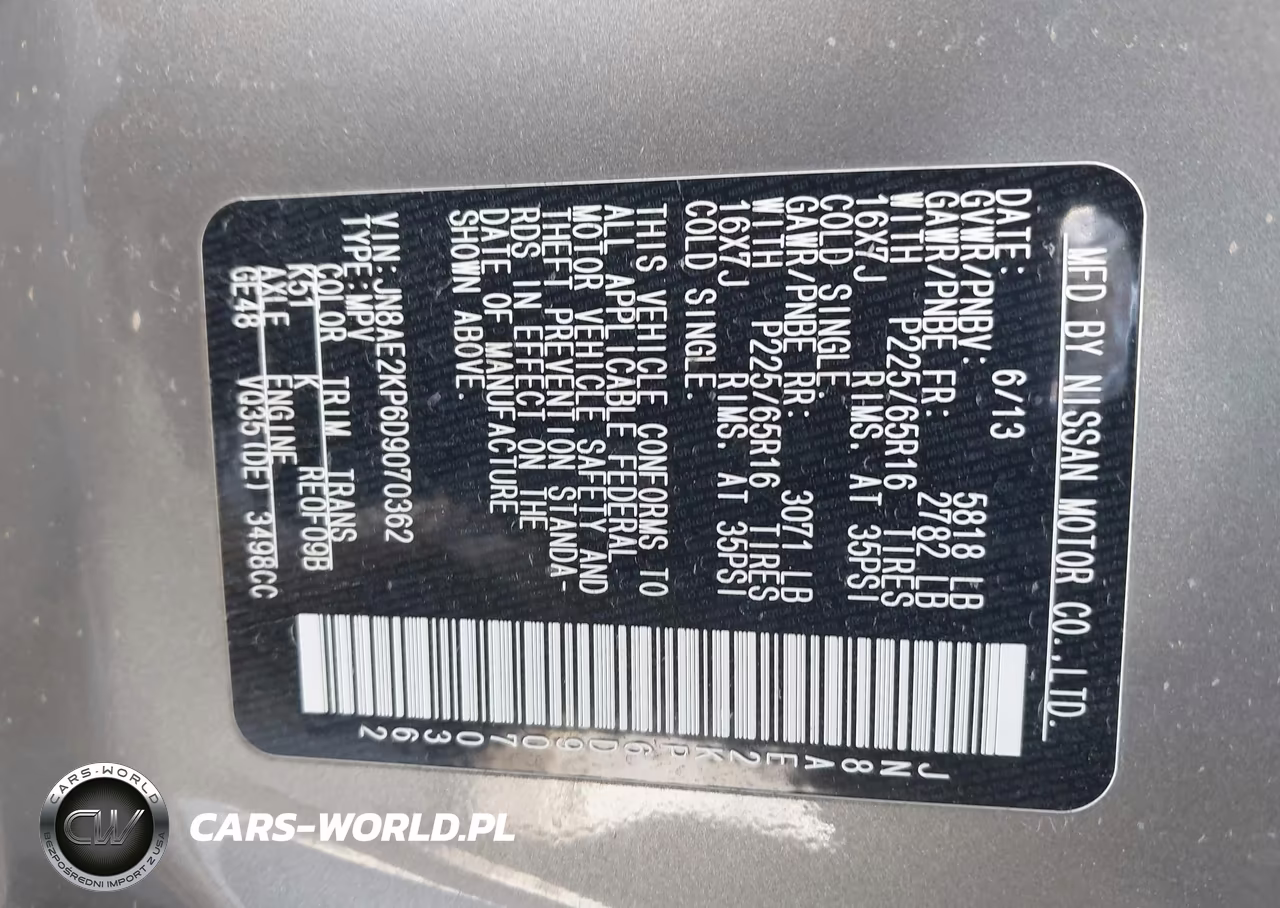 2013 Nissan Quest Sv VIN:JN8AE2KP6D9070362 - 9