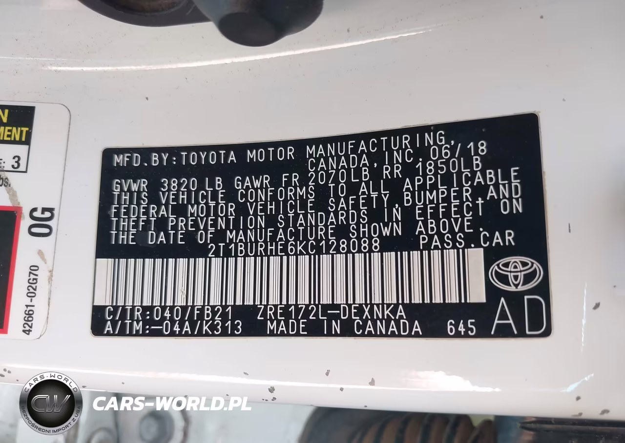 2019 Toyota Corolla Le VIN:2T1BURHE6KC128088 - 9