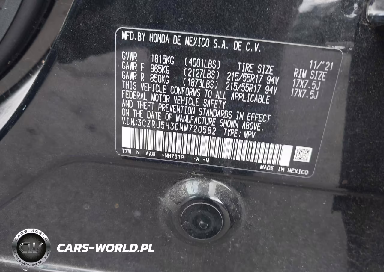 2022 Honda Hr-V 2Wd Lx VIN:3CZRU5H30NM720582 - 9