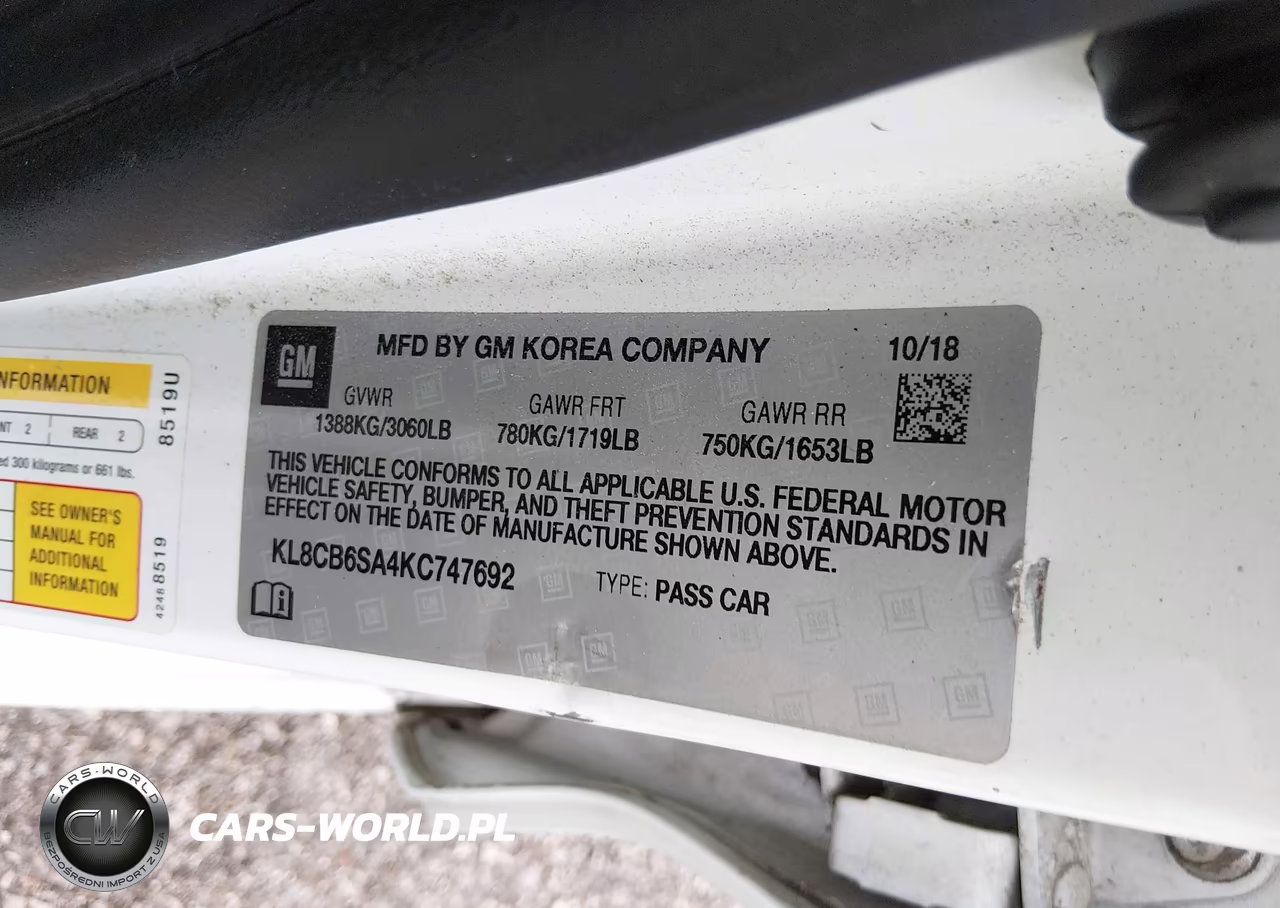 2019 Chevrolet Spark Ls Cvt VIN:KL8CB6SA4KC747692 - 9