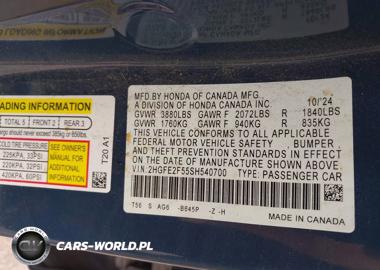 2025 Honda Civic Sport VIN:2HGFE2F55SH540700 - 9
