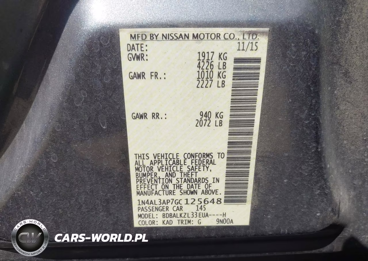 2016 Nissan Altima 2.5 Sv VIN:1N4AL3AP7GC125648 - 9