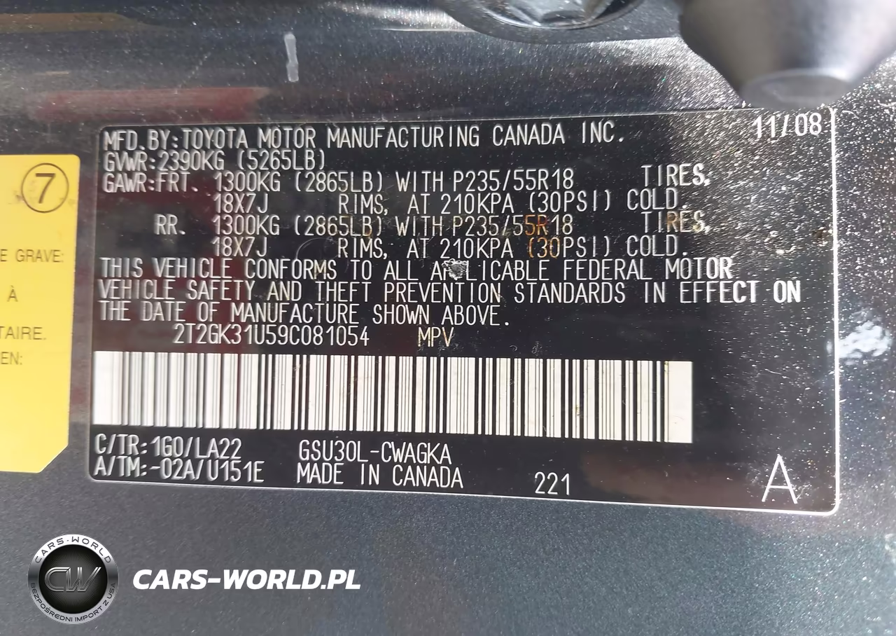 2009 Lexus Rx 350 VIN:2T2GK31U59C081054 - 9