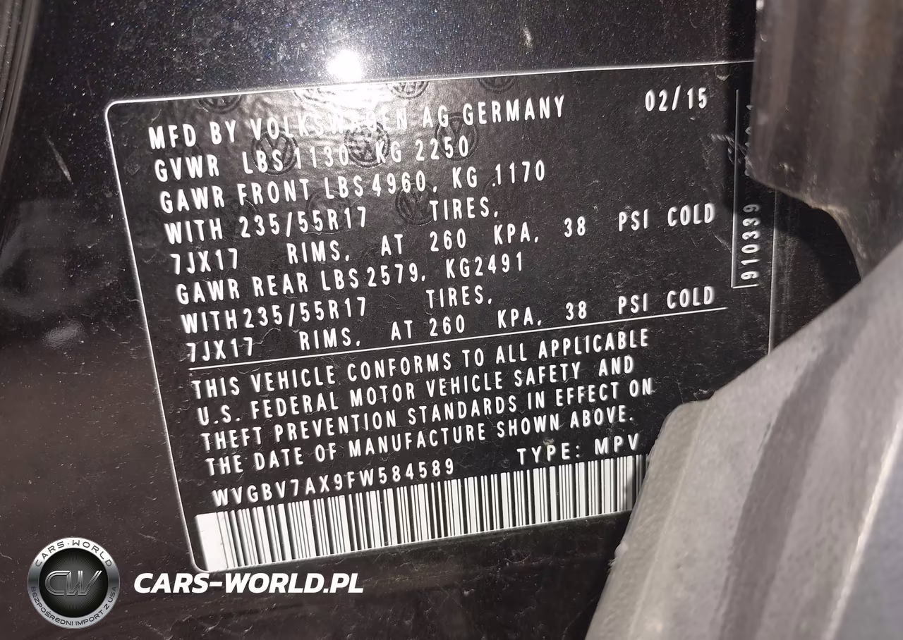 2015 Volkswagen Tiguan Se VIN:WVGBV7AX9FW584589 - 9