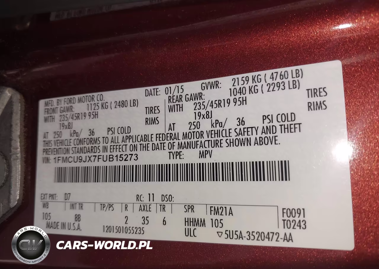 2015 Ford Escape Titanium VIN:1FMCU9JX7FUB15273 - 9