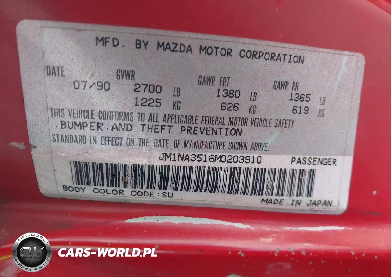 1991 Mazda Mx-5 Miata VIN:JM1NA3516M0203910 - 9
