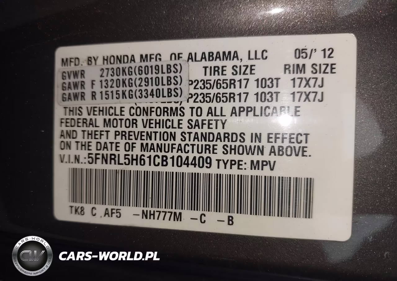 2012 Honda Odyssey Ex-L VIN:5FNRL5H61CB104409 - 9