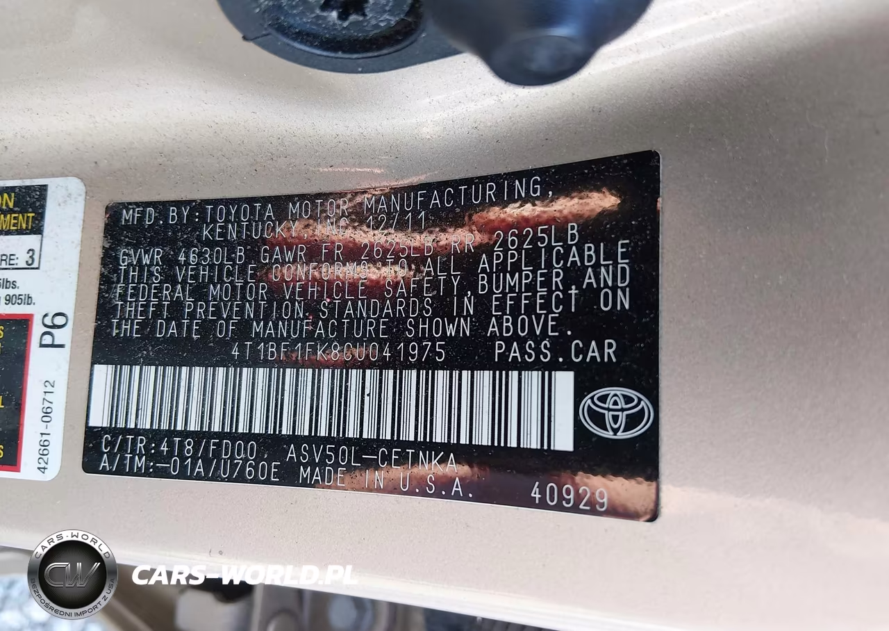 2012 Toyota Camry Le VIN:4T1BF1FK8CU041975 - 9