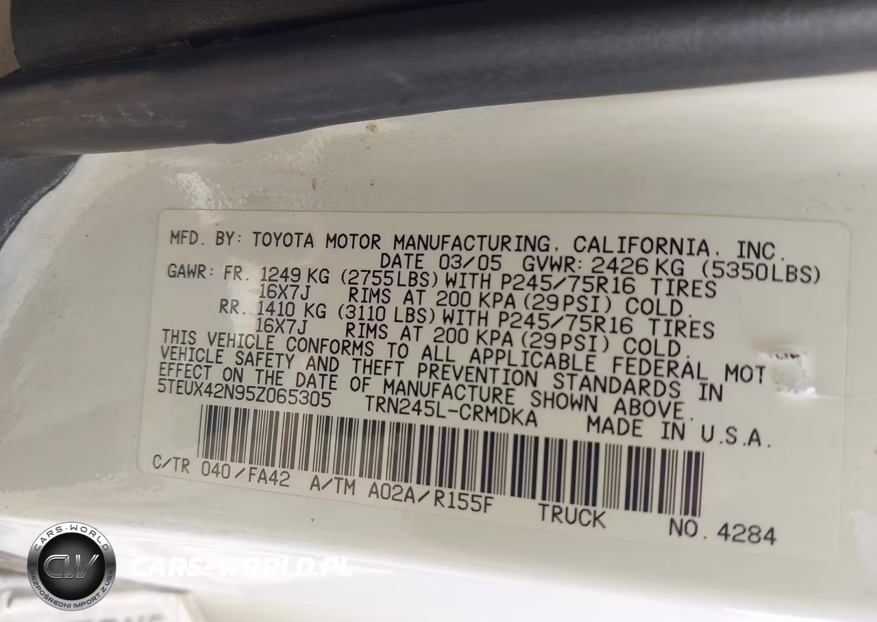 2005 Toyota Tacoma VIN:5TEUX42N95Z065305 - 9