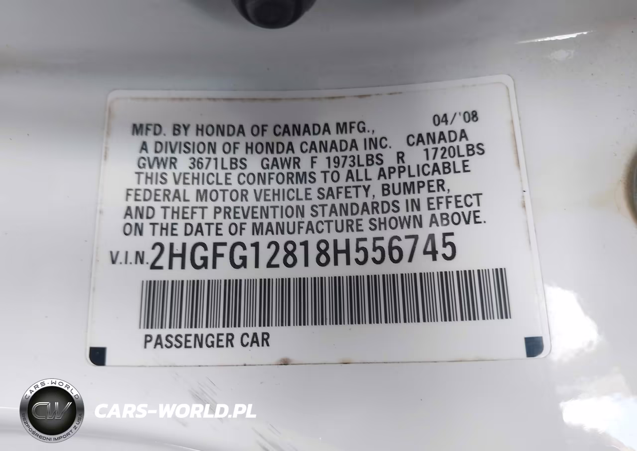 2008 Honda Civic Ex VIN:2HGFG12818H556745 - 9