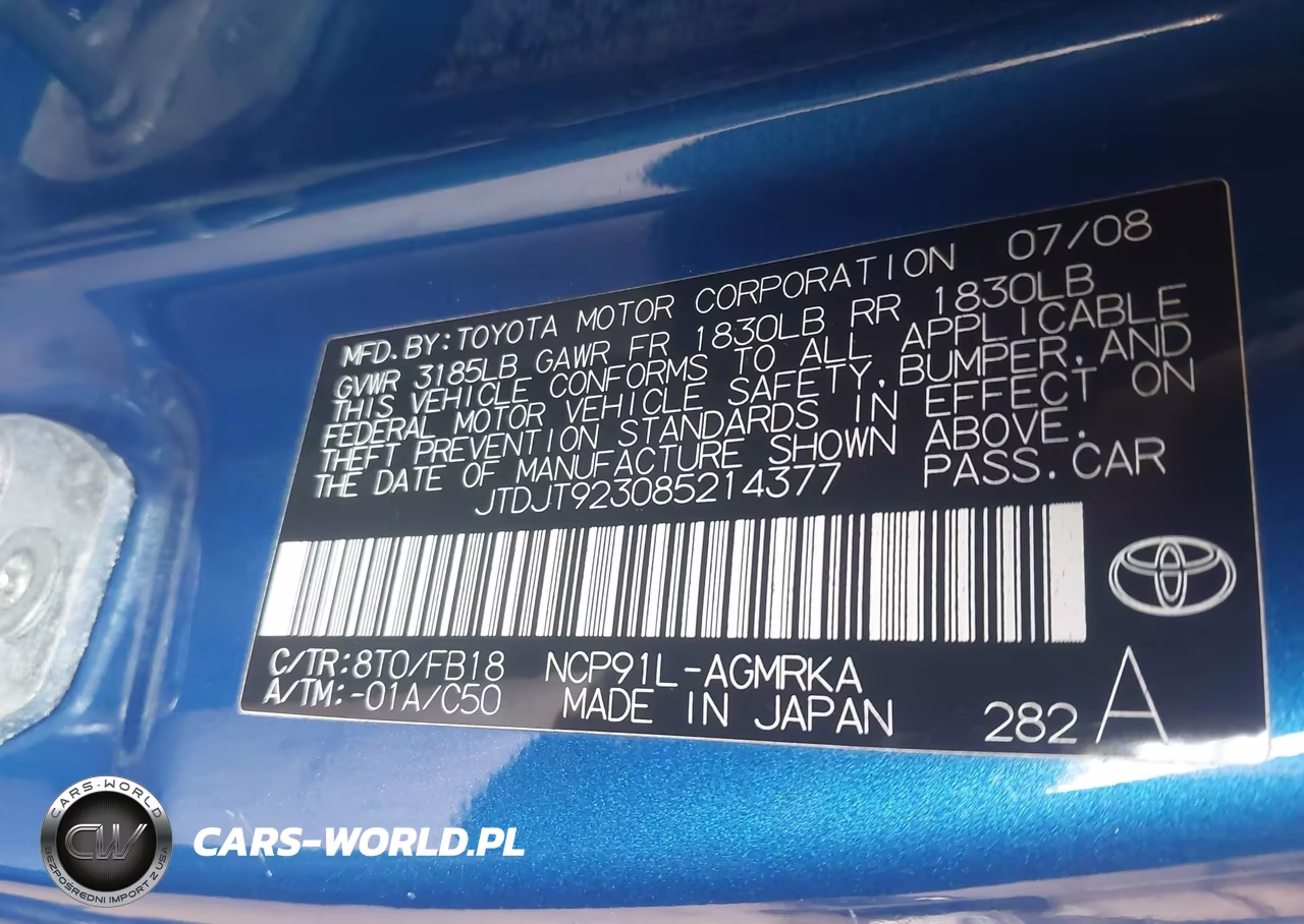 2008 Toyota Yaris VIN:JTDJT923085214377 - 9