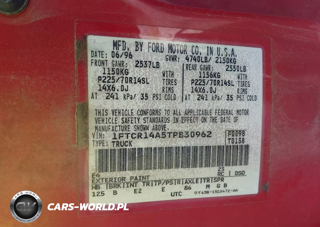 1996 Ford Ranger Super Cab VIN:1FTCR14A5TPB30962 - 9