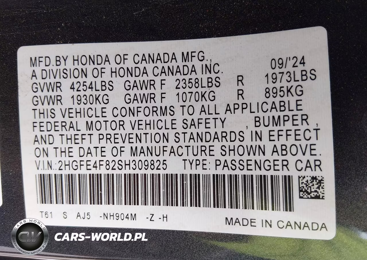 2025 Honda Civic Hybrid Sport-Sport Touring VIN:2HGFE4F82SH309825 - 9