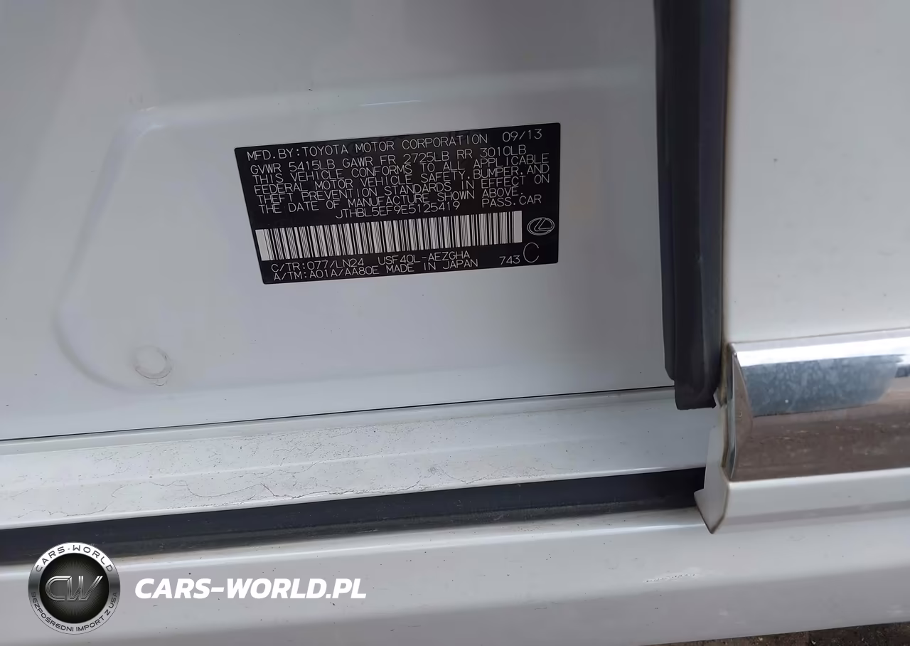 2014 Lexus Ls 460 VIN:JTHBL5EF9E5125419 - 9