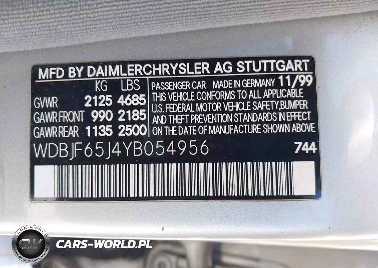 2000 Mercedes-Benz E 320 VIN:WDBJF65J4YB054956 - 9
