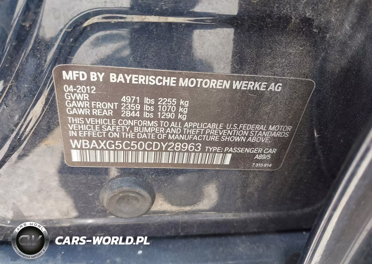 2012 BMW 528I VIN:WBAXG5C50CDY28963 - 9