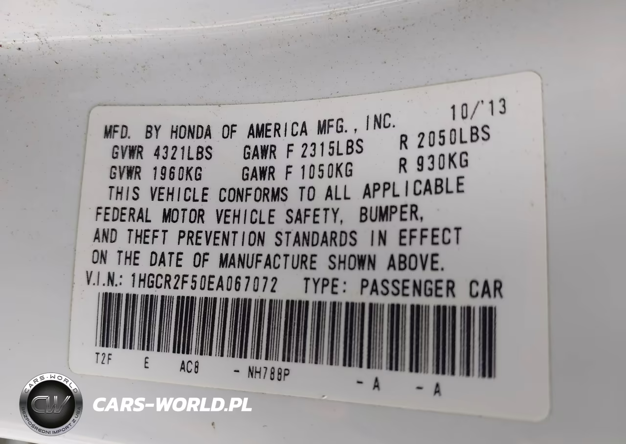 2014 Honda Accord Sport VIN:1HGCR2F50EA067072 - 9