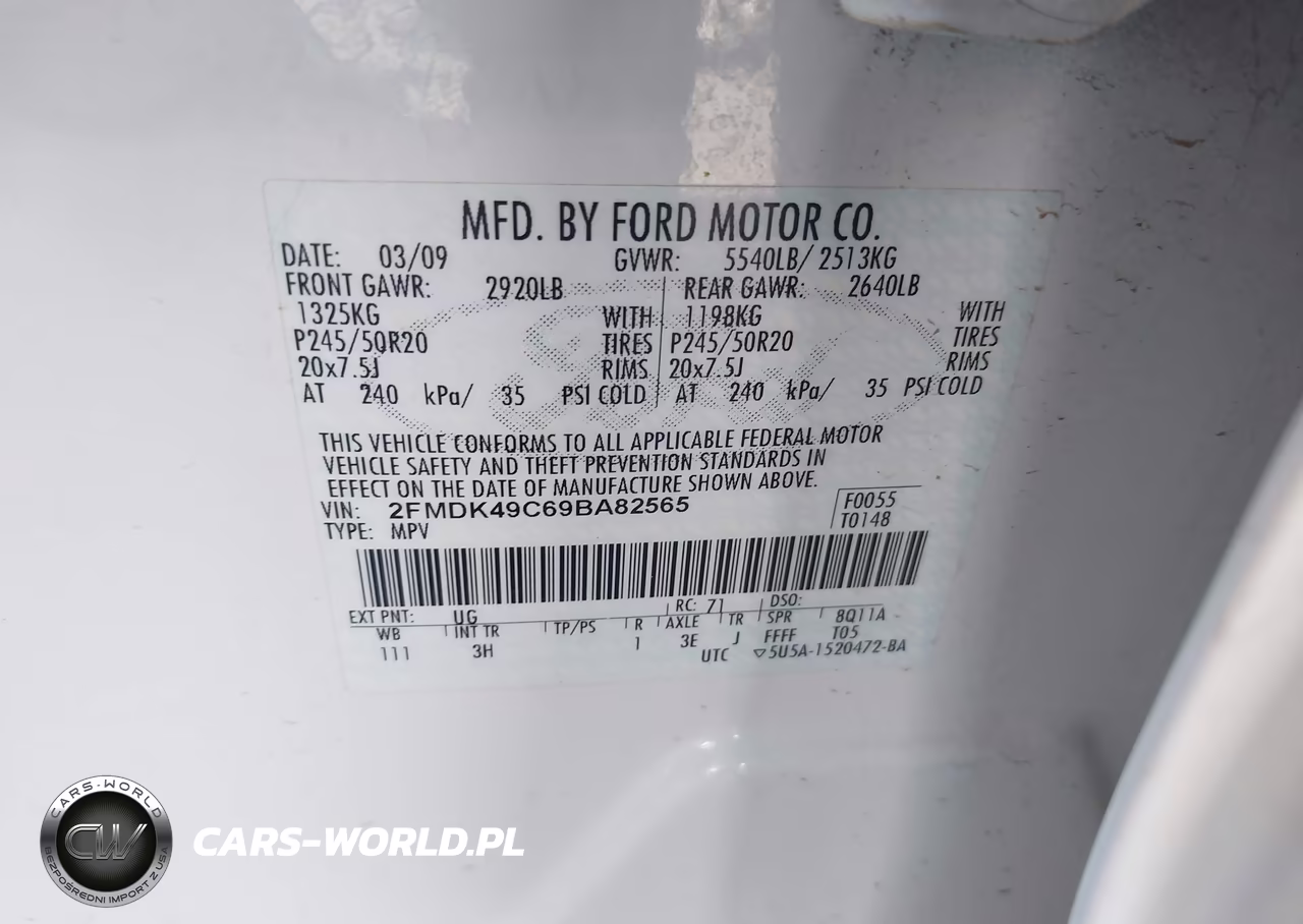 2009 Ford Edge Limited VIN:2FMDK49C69BA82565 - 9