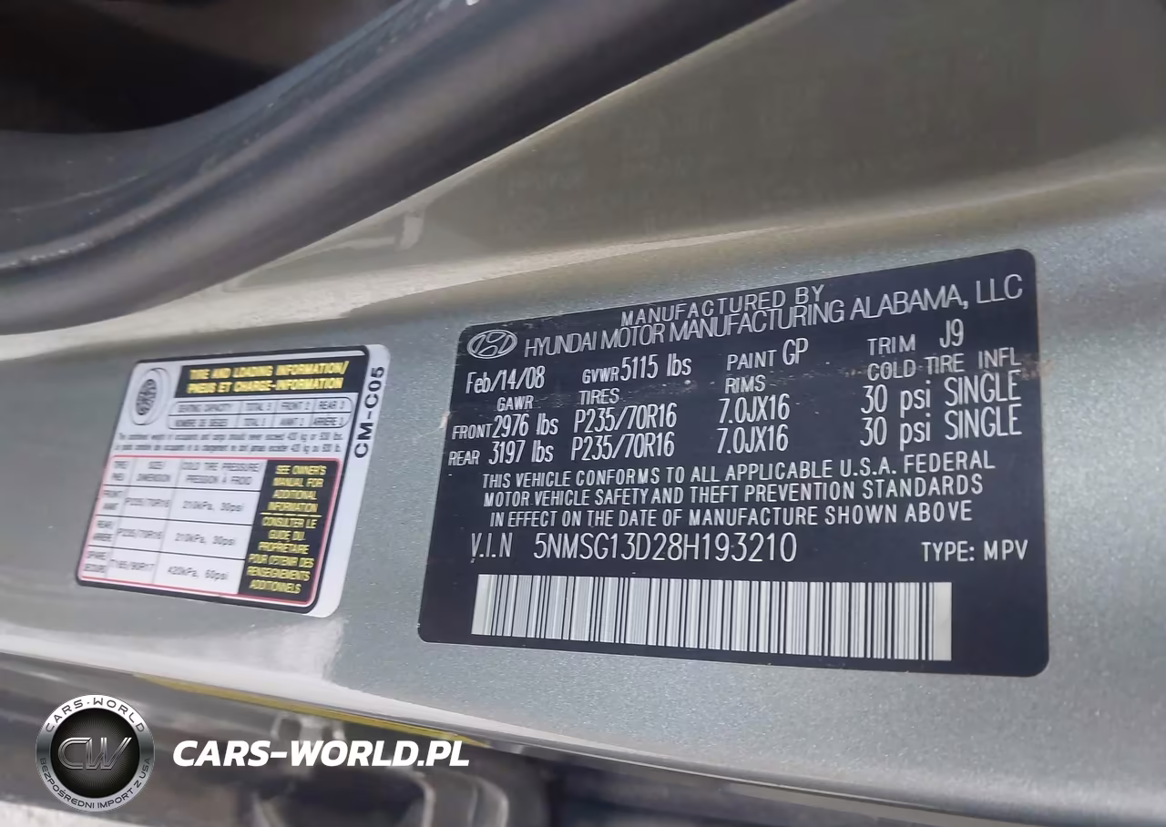 2008 Hyundai Santa Fe Gls VIN:5NMSG13D28H193210 - 9