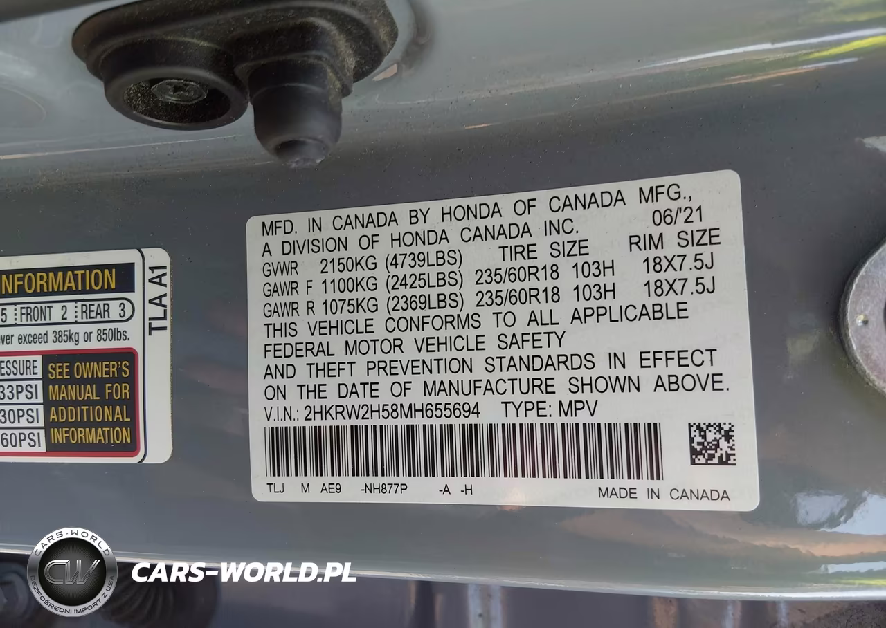 2021 Honda Cr-V Awd Ex VIN:2HKRW2H58MH655694 - 9