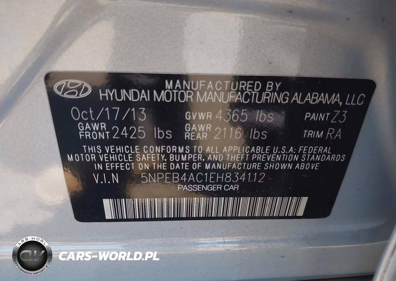 2014 Hyundai Sonata Gls VIN:5NPEB4AC1EH834112 - 9