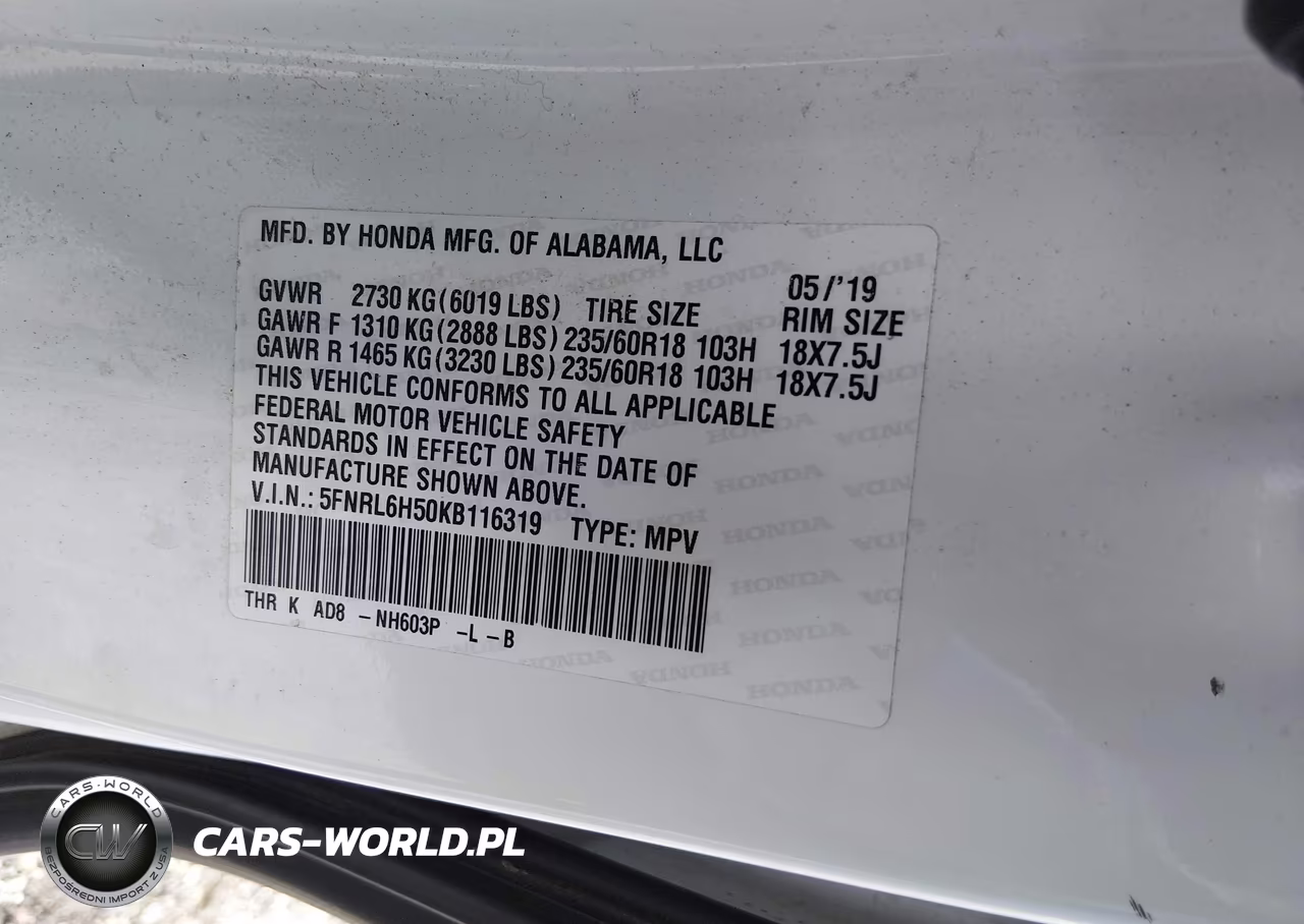 2019 Honda Odyssey Ex VIN:5FNRL6H50KB116319 - 9