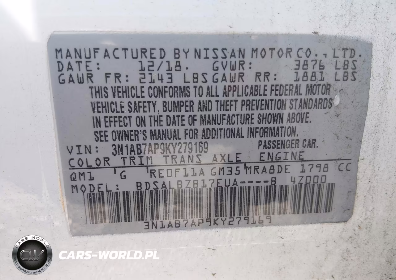 2019 Nissan Sentra S VIN:3N1AB7AP9KY279169 - 9