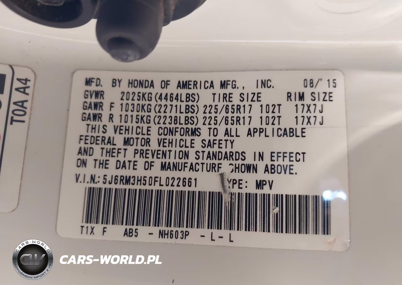 2015 Honda Cr-V Ex VIN:5J6RM3H50FL022661 - 9
